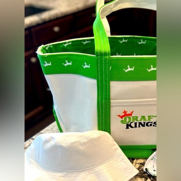 UNISEX Draftkings Summer Lot : Embroidered Beach Tote Bag and bucket hat. - Picture 1 of 9